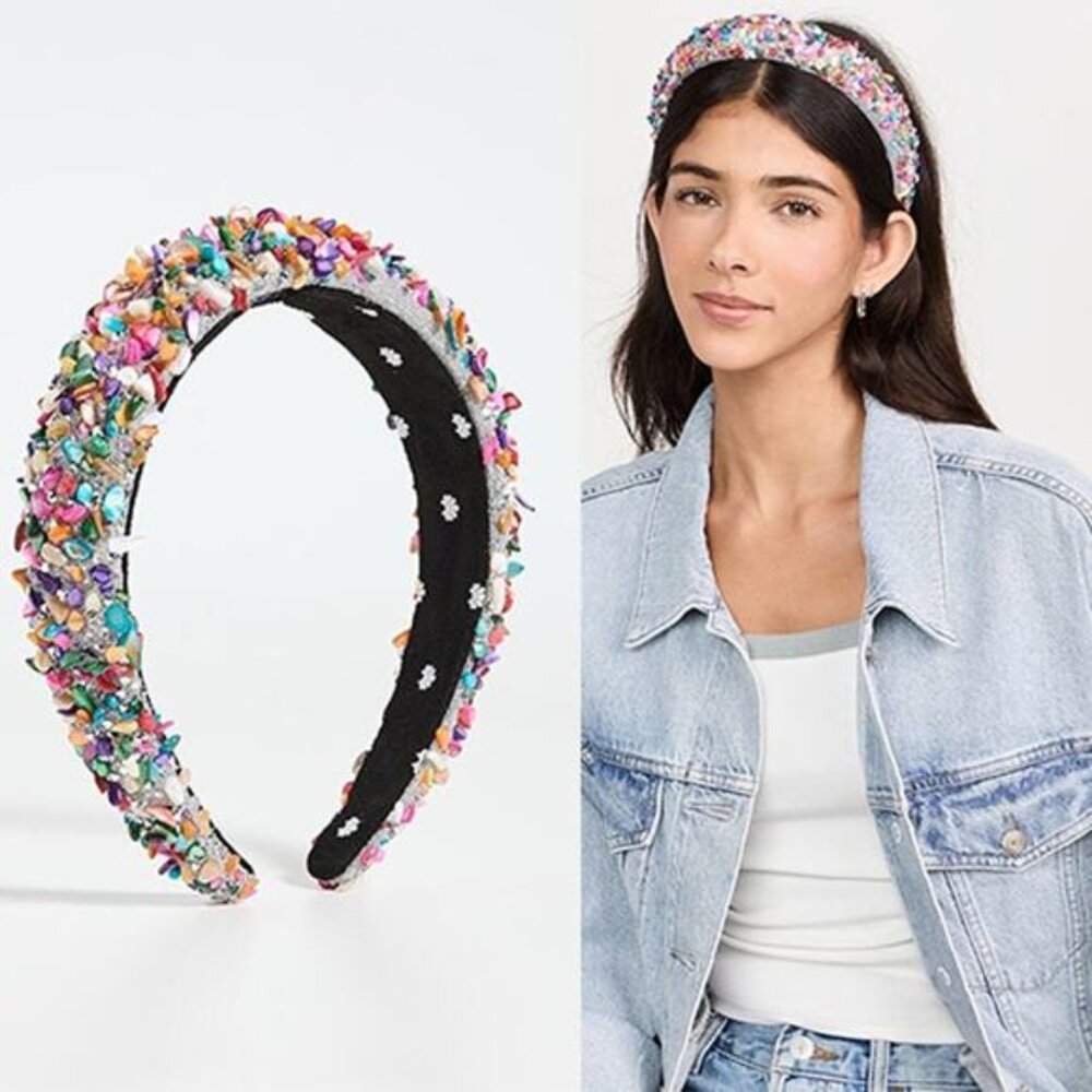 NWT Lele Sadoughi All Over Crystal Alice Headband Women's Confetti One Size